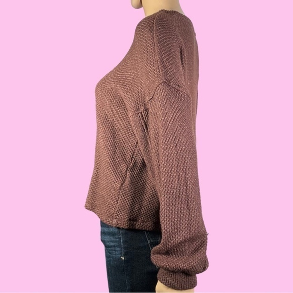 Banana Republic Brown Drop Shoulder Waffle Knit Sweater Size Medium - "Lacie" - Picture 2 of 13